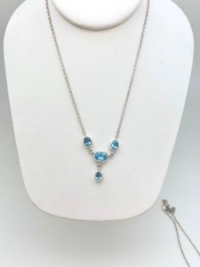 Sterling Silver Garnet Blue Topaz Drop Necklace Elegant Gemstone Jewelry Women Gift Handmade Wholesale Supplier - Product Image 4
