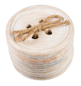 ชุดจานรองแก้วไม้ทำมือทรงกลมสไตล์เรโทร พร้อมดีเทลเชือกป่าน - Product Image 1
