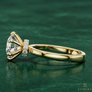 Anillo de Compromiso Solitario de Oro Amarillo de 9KT, 10KT, 14KT, 18KT con Diamante Cultivado en Laboratorio, 6 Puntas, Lujoso, Certificado por IGI - Product Image 4