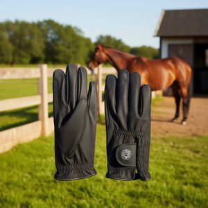 TM STARTECH Horse Riding Gloves Breathable Stretch Fabric Back Synthetic Leather Palm Lightweight Grip Hook Loop Closure UV - Product Image 3