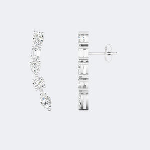 1.40CTW Mixed Shape Diamond Curved Drop <b>Earrings</b> 14k <b>Gold</b> Lab Grown D Color VVS Prong <b>Set</b> Linear Dangle for Women - Product Image 5