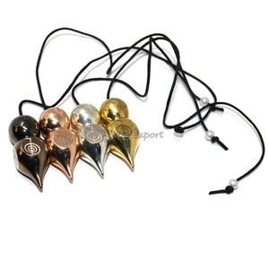 Choco-Reiki dorado que se puede abrir, Péndulo de Metal grabado, ágata, péndulos de latón, técnica de piedras preciosas talladas a la venta - Product Image 1