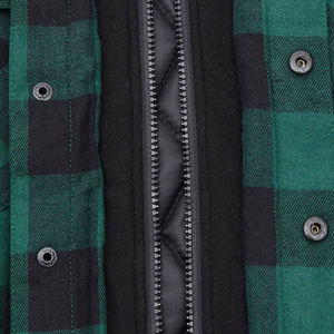 Men's Green Plaid Hooded <b>Flannel</b> Shirt <b>Jacket</b> With Quilted Lining Windproof Casual Winter Wear Regular Fit - Product Image 6