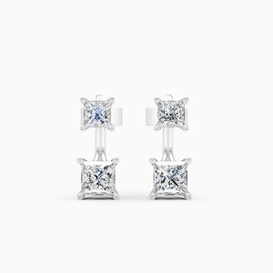 Impresionantes pendientes de diamantes cultivados en laboratorio de 1,63 quilates con corte princesa en oro amarillo, blanco y rosa de 9 quilates. - Product Image 2