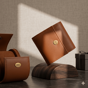 WRIZA Handcrafted Genuine Leather Single <b>Watch</b> Roll <b>Case</b> Premium Travel <b>Watch</b> Organizer Soft Suede Lining Water Resistant - Product Image 5