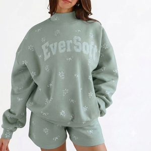 Sweat-shirt décontracté pour femme à col montant et épaules tombantes, style streetwear, en molleton doux 100 % coton de qualité supérieure, personnalisable OEM – EASE WEAR FACTORY - Product Image 1