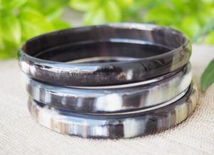 Brazalete de cuerno de búfalo natural negro y blanco para mujeres y niñas, pulido, de forma redonda, joyería, artesanía natural, gran venta. - Product Image 6