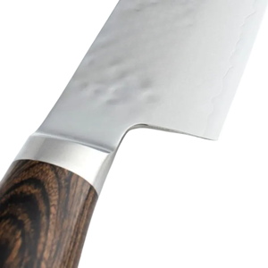 8 Inch Kiritsuke Chef <b>Knife</b> Damascus Steel Hammered Sharp Multipurpose Kitchen Blade with Walnut Pakkawood Handle for <b>Slicing</b> - Product Image 2