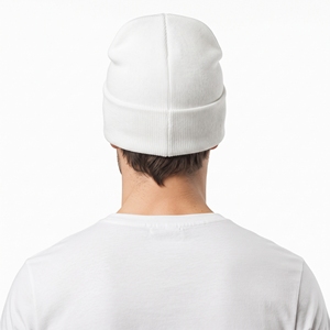 Breathable Custom Winter White Beanie Cap Unisex Acrylic Knitted <b>Hat</b> Warm Soft Ski Headwear Windproof with <b>Scarf</b> <b>Set</b> - Product Image 2