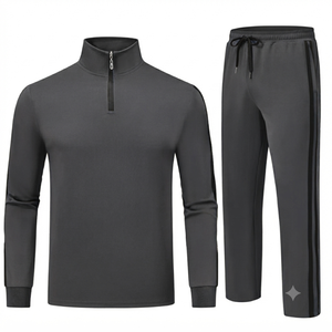 Ensemble de survêtement décontracté unisexe pour homme, 2 pièces, fermeture éclair intégrale, léger, pour le jogging, personnalisable - Product Image 2