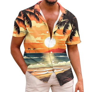เสื้อเชิ้ตฮาวายพิมพ์ลายแฟชั่นใหม่สำหรับผู้ชาย แขนสั้น เหมาะสำหรับวันหยุดพักผ่อนริมชายหาด ขายส่ง - Product Image 3