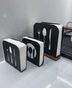 Modern Rectangle Napkin Holder With Knife Spoon Fork Cutouts Black Nonwoven Felt <b>Table</b> Decoration Absorbent Kitchen Accessory - Product Image 4