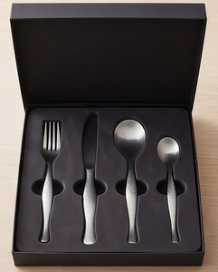 Juego de cubiertos de acero inoxidable con acabado mate, diseño minimalista, apto para lavavajillas, vajilla para bodas, cubertería para el hogar y restaurantes. - Product Image 6