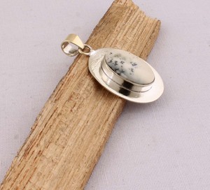 Natural Black Onyx Bezel Setting Charms 925 Sterling Silver Jewelry <b>Tree</b> Pattern Vintage Style Moss <b>Necklace</b> - Product Image 5