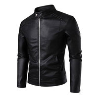 Veste en cuir véritable pour homme, best-seller, avec fermeture éclair, col montant, logo sur le devant - Respirante et écologique, veste d'hiver décontractée