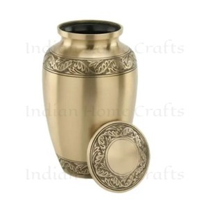 Gold Engraved Cremation Urn Metal <b>Memorial</b> <b>Keepsake</b> Urn Round Adult Ashes Container for Funeral Baptism Decor - Product Image 3