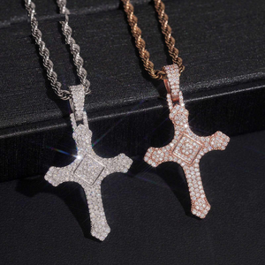 Moissanite <b>Cross</b> Pendant <b>Necklace</b> Iced Out Religious Jewelry Sparkling Hip Hop Statement Charm Luxury Gift for <b>Men</b> Women - Product Image 2