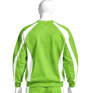 Sweat-shirt athlétique vert lime pour homme, col rond, panneau contrastant, manches longues, pull décontracté, vêtements de sport pour l'entraînement, personnalisable - Product Image 2