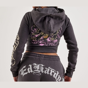 USA Cropped Women Hoodie OEM Custom Logo Crop Hoodie Cotton Fleece Sweatshirt Bulk Wholesale Supplier Trendy Stylish Hoodie - Product Image 6