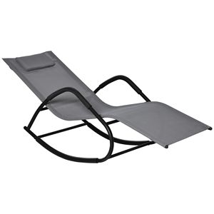 Sedia a Sdraio Grigia Moderna in Ferro per Patio, Sedia a Dondolo a Gravità Zero per Relax a Bordo Piscina, Sedie da Esterno - Product Image 1