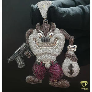 Luxury Character Pendant Lab Grown Diamond Hip Hop Bling Necklace Streetwear Jewelry <b>Piece</b> - Product Image 3