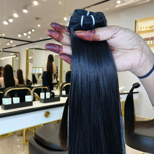 100% vente en gros naturel vierge couleur Machine Double trame Remy indien Extensions de cheveux humains avec vague naturelle et Styles droits - Product Image 1