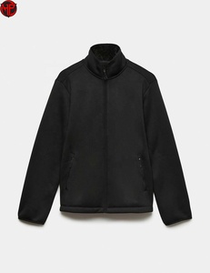 Black Men's Fleece <b>Jacket</b> Zip Up <b>Sherpa</b> <b>Lined</b> Collar Softshell Outerwear with Zipper Pockets for Autumn Men Polar Fleece <b>Jacket</b> - Product Image 1