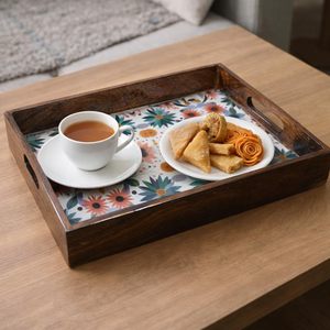 Bandeja Rectangular de Madera con Estampado de Elefante, Estilo Exclusivo, Bandeja Decorativa de Madera para Uso en el Hogar y Restaurantes - Product Image 5