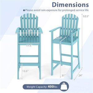 Sgabello da Bar per Esterni in Turchese, Altezza Seduta 31 Pollici, Sedia Ergonomica Alta con Design a Doghe per Tavoli da Bar da 40-43 Pollici - Product Image 3