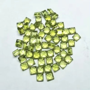 Piedras de corte cuadrado facetadas de peridoto Natural de 6mm de calidad AAA, piedras preciosas sueltas semipreciosas pulidas a mano para proveedor de fabricación de joyas - Product Image 1