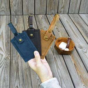 Étiquettes de bagages personnalisées en cuir véritable de haute qualité, étiquettes d'identification vierges, étiquettes de nom imperméables et durables pour hommes et femmes - Product Image 2