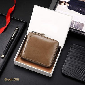 Carteras Cortas de Cuero Caqui Originales OEM con Diseño de Cremallera de Alta Calidad, Logotipo Personalizado, Capacidad para Múltiples Tarjetas, Curtido Vegetal, Nuevo - Product Image 3