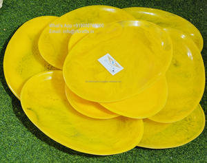 Vajilla de resina de remolino amarillo Esmeralda moderna, bandeja de servicio de epoxi de tamaño personalizado, mango de madera para fiesta, servicio de comida de Navidad - Product Image 3