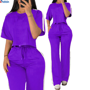 Ensemble de survêtement personnalisé pour femme avec logo - Tenue de sport décontractée AL - Nouvel ensemble 2 pièces pantalon large pour femme - Vêtements de yoga et d'été - Product Image 6