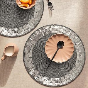 New Arrival Handmade Anti-Slip Glass <b>Beaded</b> Table Mat Dinner Table Glass Beads Charger Place Mats Home Wedding Party Decor - Product Image 5