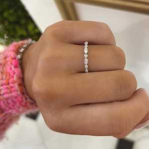 Round Marquise Cut Lab Grown Diamond Half Eternity Wedding Band 0.50carat Matching <b>Stacking</b> <b>Rings</b> Wholesale 14k Gold Manufacture - Product Image 2