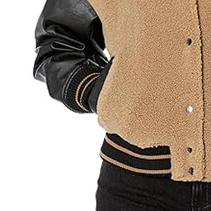 Chaqueta Varsity Rosa y Negra para Mujer, Estilo Casual, Bloques de Color, Cierre de Cremallera, Cuello Camisero, Material de Forro Polar, Ropa de Otoño - Product Image 5