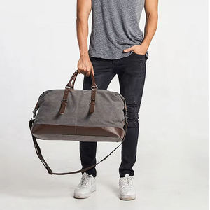 Vintage Canvas and Leather Duffel <b>Bag</b> Weekender Travel <b>Bag</b> Large <b>Overnight</b> Carry <b>Bag</b> With Shoulder Strap - Product Image 4