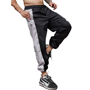 <b>Men's</b> Green And <b>White</b> Color Blocked Sweatpants Elastic Waist Drawstring Casual Joggers With Breathable Fabric - Product Image 2