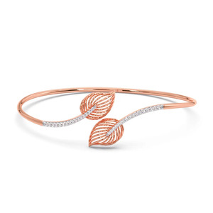 Interlocking Dual-Ring Loop Diamond Link <b>Bangle</b> <b>Bracelet</b> - Product Image 2