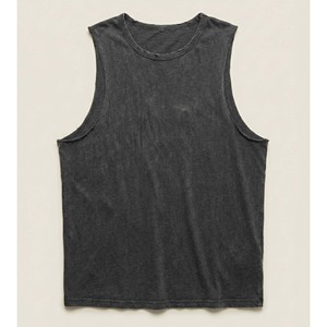 Camiseta sin mangas de gimnasio para hombre, estilo vintage, con lavado especial, bajo sin rematar, 100% algodón, de secado rápido, estilo urbano, para culturismo - Product Image 5