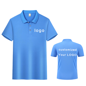 เสื้อโปโลแขนสั้นสีพื้นสำหรับผู้ชาย พิมพ์ลายโลโก้ด้วยเทคนิคฮีททรานเฟอร์ เนื้อผ้าปิเก้ระบายอากาศ สไตล์ลำลอง - Product Image 5