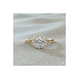 Bague de fiançailles Pav Diamond Halo en or avec certification et sertissage à griffes - Product Image 1