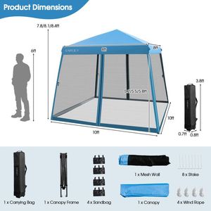 Tenda Pop-up 10X10 piedi con pareti laterali in rete e tettoia esterna portatile - Product Image 4