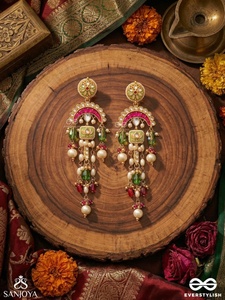 Indian Bollywood Inspired Women's Gold Plated Alloy Hyderabadi Style Drop Earrings Imitation Pearls Crystal Claw Setting Trendy - Product Image 2