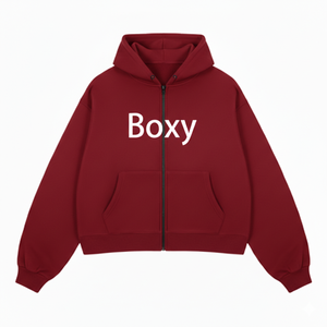 Sweat à capuche oversize à double fermeture éclair, doublé, personnalisé, en molleton épais 400 g/m² 100 % coton, coupe courte, en French Terry - Product Image 4