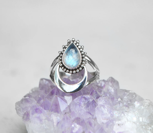 Half Moon Design Moonstone <b>Ring</b> Handmade Gemstone Jewelry <b>Dainty</b> Boho <b>Ring</b> Unique Gift for Women - Product Image 5