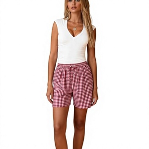 Shorts de jogging athleisure d'été pour femmes, respirants, imperméables, séchage rapide, écologiques, coupe-vent, 100% coton, unis, à fleurs et à pompons - Product Image 2