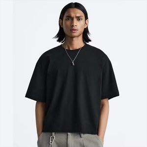 T-shirt pour homme en coton 100% 240sm de qualité supérieure, coupe ample, épaules tombantes, design personnalisé, col rond, qualité premium - Product Image 3