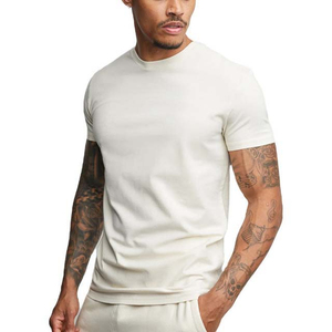 Camisetas de Manga Corta para Hombre, Cuello Redondo, Tejido de Punto Transpirable, 280g, Corte Regular, Color Sólido, Estilo Vintage, para Verano - Product Image 4